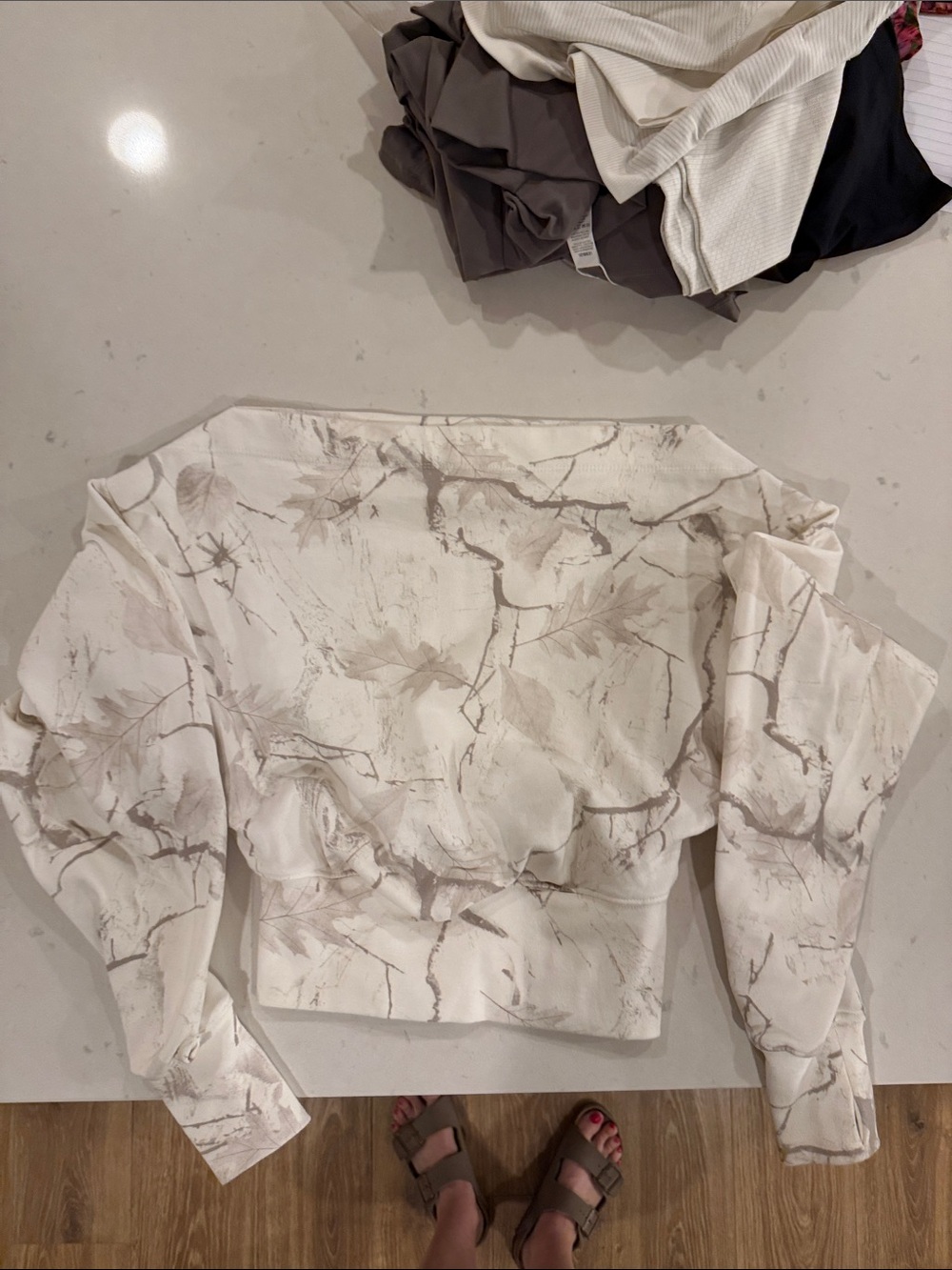 Garage Cream Soft Terry Off-Shoulder Crop Top